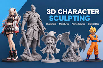 3d sculpt custom characters, miniatures, anime figures and collectibles