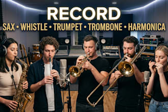 record saxophone, whistle, trumpet, trombone, harmonica for your song