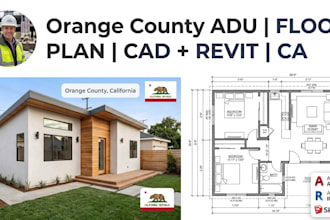 draw orange county adu floor plans in autocad and revit