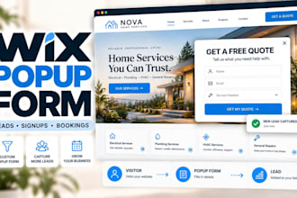 create wix popup fom, lead capture, signup form popup, contact and booking popup