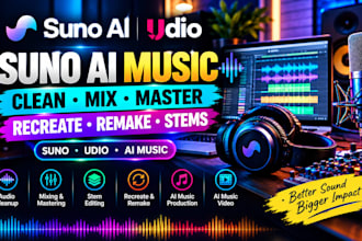 master and clean suno ai songs, stems, remake suno ai songs and ai music video