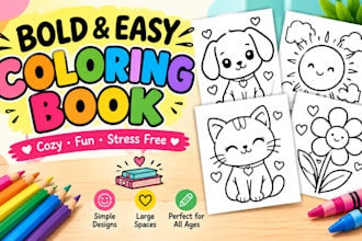 bold and easy coloring book cozy coloring book pages activity for kdp and etsy