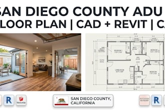 draw san diego county adu floor plans and garage conversion
