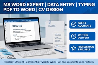do ms word typing, data entry, pdf to word and professional cv design