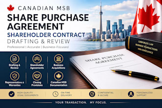 canadian msb share purchase agreement shareholder contract document draft review
