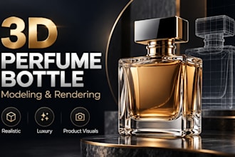 create realistic 3d perfume bottle modeling, rendering and product visualization