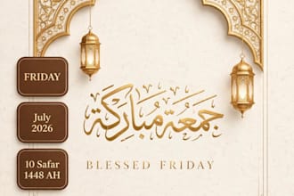 design 3 aesthetic islamic calendar and jummah mubarak posts