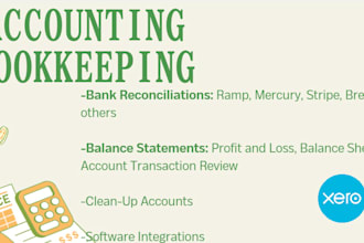 do full monthly bookkeeping, bank reconciliation and app integration