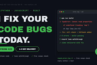 debug and fix your python, javascript or react bug today
