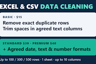 clean and standardize your excel or CSV data