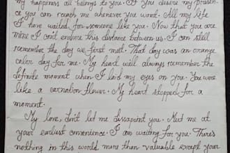 write natural cursive handwritten letters or pieces for you