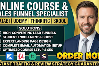 kajabi online course promotion, thinkific learnworld course marketing sales SEO