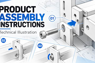 create product assembly instructions and technical illustrations