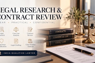 provide legal research, case analysis and contract review
