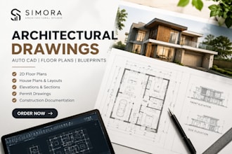draft professional architectural 2d drawings and blueprints in autocad