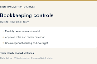 customize bookkeeping checklists and internal control procedures