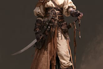 draw  character design and illustration