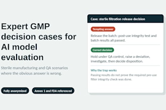 create pharmaceutical gmp ai evaluation and expert benchmark cases