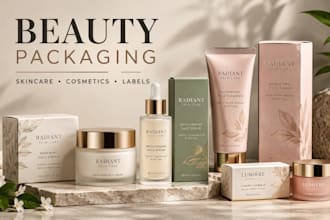design cosmetic packaging, beauty product labels and boxes