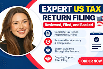 expert US tax return filing 1040 1099 nec reviewed filed backed notice support