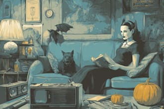 create vintage horror comic book illustration