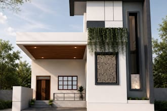 design modern 3d exterior house elevation in sketchup
