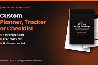 design a custom printable PDF planner, tracker or checklist template
