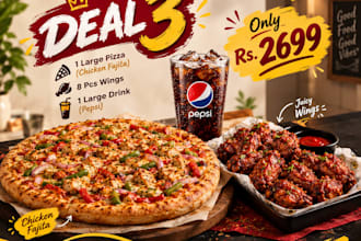 design restaurant food, social media posts and deal ads