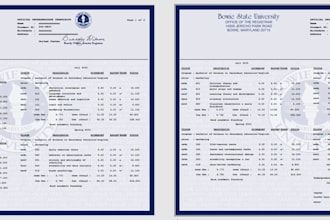 design school transcript, college transcript, and university transcript