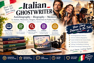 ghostwriter edit proofread autobiography biography for italian actors musicians