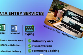 do data entry, excel, word and typing work