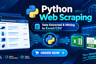 do python web scraping, data extraction, and scraping to excel