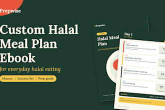 create a custom halal meal plan ebook for for everyday halal eating