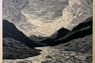 create stunning linocut or woodcut style illustrations