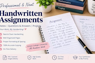 write neat handwritten assignments and notes