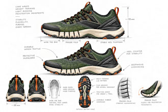 create shoe tech pack, sneaker tech pack, 3d footwear, hill custom shoe design