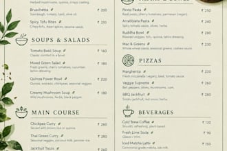 design a professional restaurant food menu cafe menu or digital menu