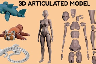 sculpt custom 3d articulated models, flexi toys stl  ready for  3d printing