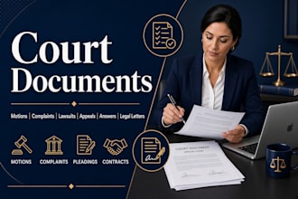contrive strong legal motions, complaints, petitions and court documents