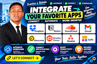 integrate dropbox notion soundcloud gmail base camp gravity forms asana softr