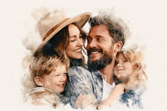 amazing family portrait watercolor portrait