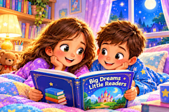children story book illustration, kids story book