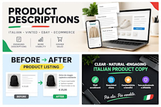 write italian description for vinted  ebay and ecommerce