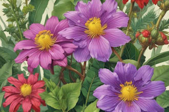 draw botanical illustrations of flowers, plants