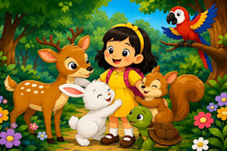 create custom kids book illustrations and for amazon KDP