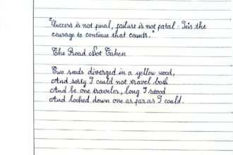 write anything in beautiful, neat, cursive handwriting