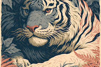 draw a vintage art illustration with linocut style