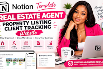 setup notion template real estate agent property listing client tracking website