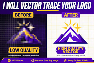 redraw logo to vector, vector tracing and background removal in HD