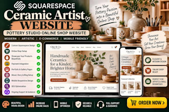 design squarespace ceramic artist website pottery studio online shop website
